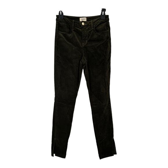L'AGENCE Jeans Josie High Rise Skinny Jeans Split Hem velvet green size 26 - Picture 1 of 5